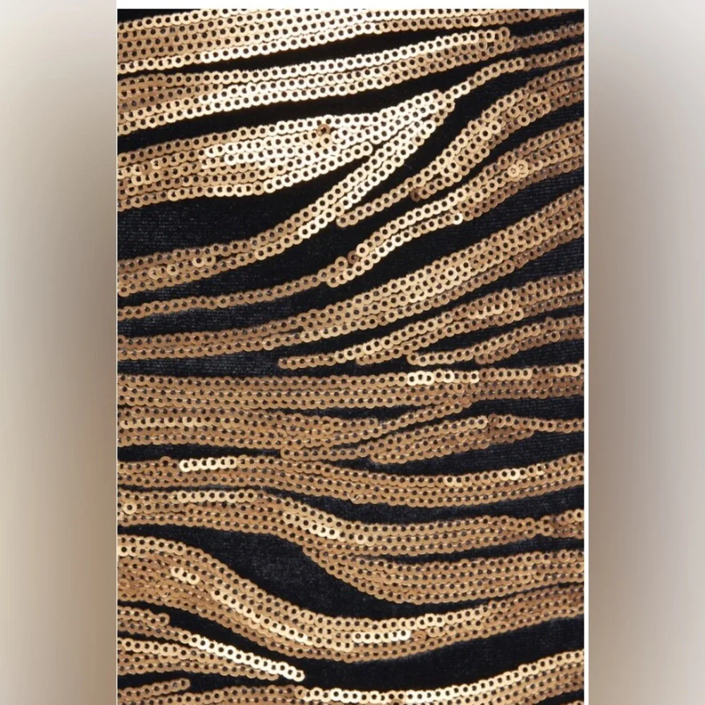 Alice + Olivia Inka Zebra Gold/Black Mini Bodycon Party Dress NWT Sz 6 - Picture 4 of 6